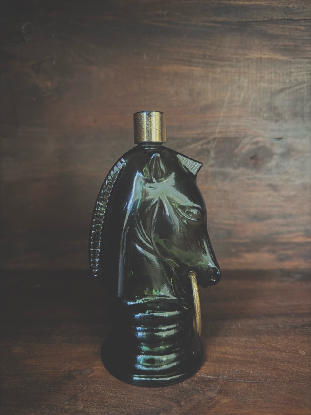 Vintage Avon Horse Head Green Glass Cologne Bottle Decor